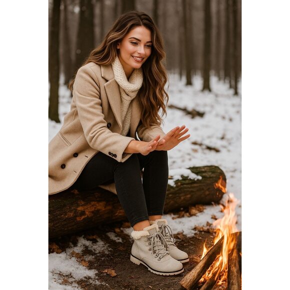 Jsport 8 Boots Faux Fur Shearling Winter Outdoor Weather Lug Chunky Snow Shoes - Picture 13 of 13